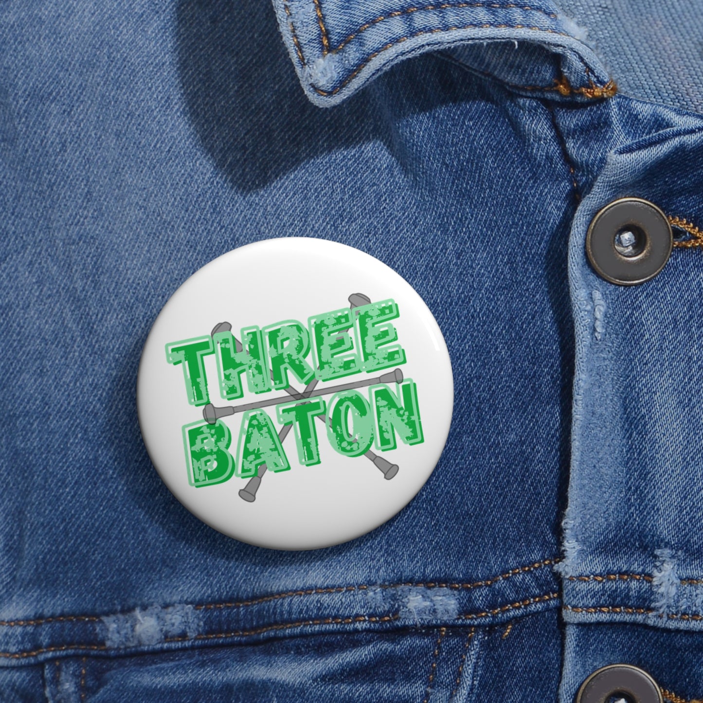 Three Baton Club Button