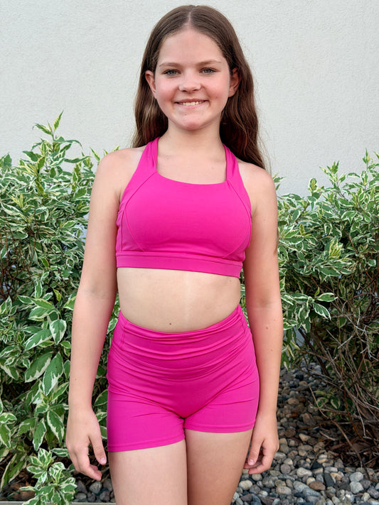 The Power Sports Bra and Shorts Set - Raspberry