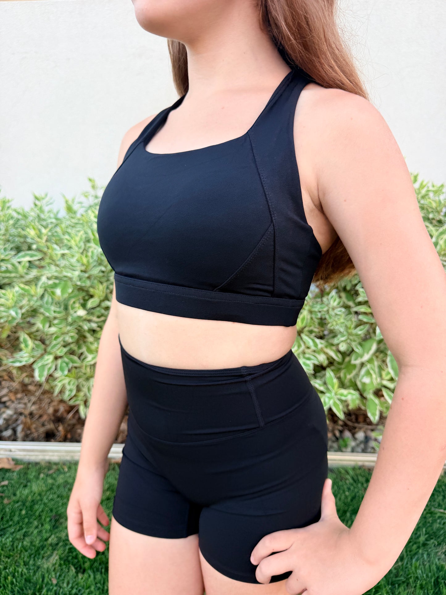 The Power Sports Bra and Shorts Set - Black